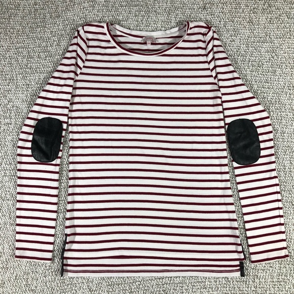 Pixley Tops - Pixly striped with elbow patch long sleeve shirt